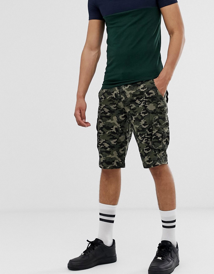 Cargo-shorts i camo print fra Solid-Grøn