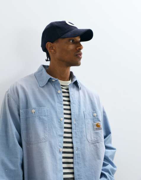 Carhartt - Denim overhemd met lange mouwen en verfspetter-effect in vervaagde lichtblauwe wassing - view 1