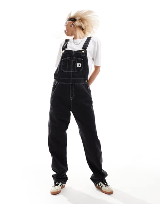 Carhartt - Denim tuinbroek met rechte pijpen in zwart