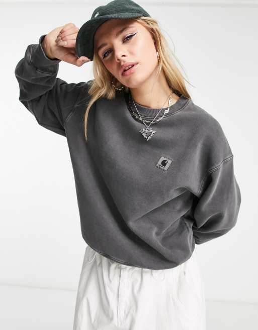 Carhartt nelson sweatshirt in overdyed charcoal | ASOS