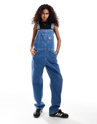 Shop Carhartt WIP straight leg denim dungarees in blue Online – Trendy & Affordable Fashion