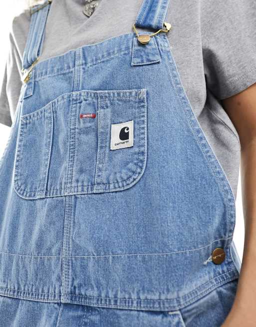 Carhartt straight leg denim dungarees in light stone wash