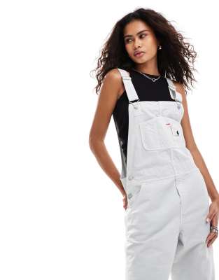 Carhartt - Stückgefärbte Latzhose in Silber mit geradem Bein