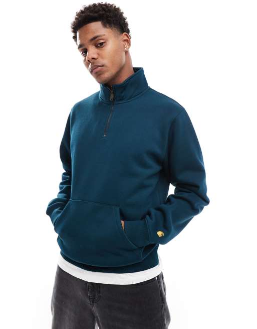 Carhartt WIP 3 4 zip sweatshirt in green ASOS