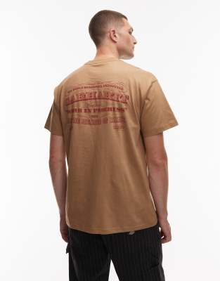 WIP - 3one3 - Regular-Fit-T-Shirt in Hellbraun mit Logo-Rückenprint-Brown Brown M