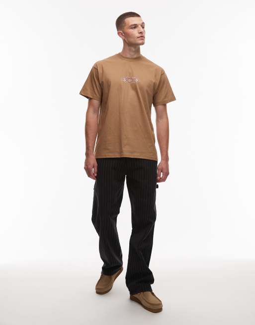 Carhartt WIP 3one3 regular t-shirt with logo back print in light brown, 2 of 5