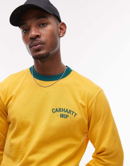 Carhartt WIP 89 back print long sleeve ringer t-shirt in yellow, 4 of 4