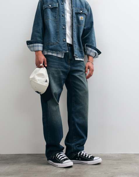 Carhartt WIP Aaron avsmalnande jeans med regular fit i mörkblå tvätt - view 1