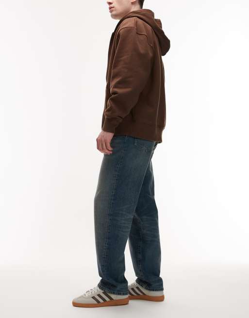 Carhartt WIP - Aaron - Blå forvaskede og slidte denimjeans i regular fit md tapered snit, 3 af 5