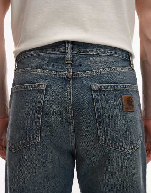 Carhartt WIP - Aaron - Blå forvaskede og slidte denimjeans i regular fit md tapered snit, 4 af 5