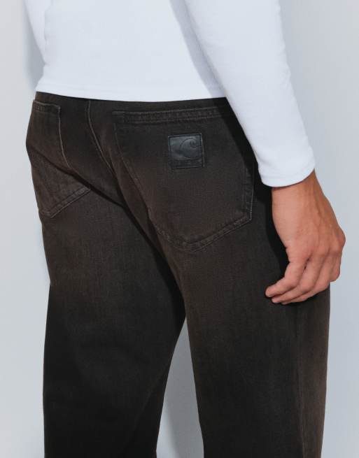 Carhartt WIP Aaron tapered regular fit jeans in dirty black wash, 4 of 5