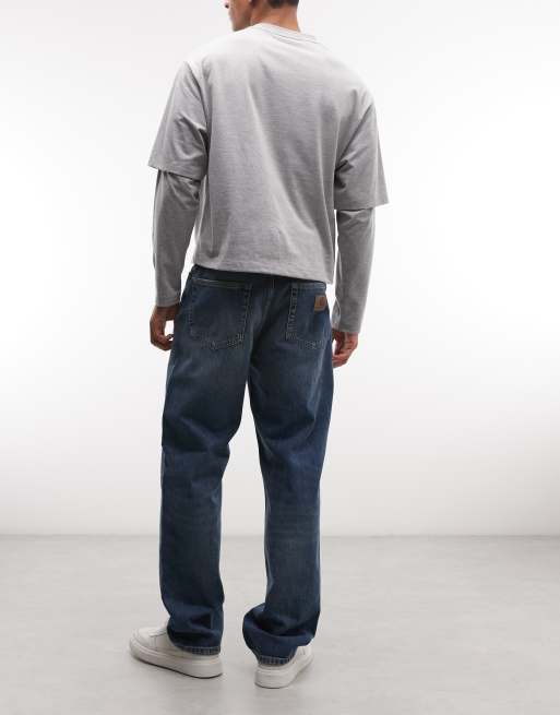 Carhartt WIP Aaron Tapered Regular Fit Jeans in mittlerer blauer Waschung, 2 von 5
