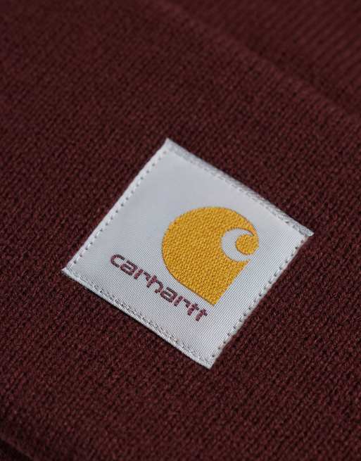 Carhartt WIP acryl beanie in donker bordeauxrood, 3 van 3