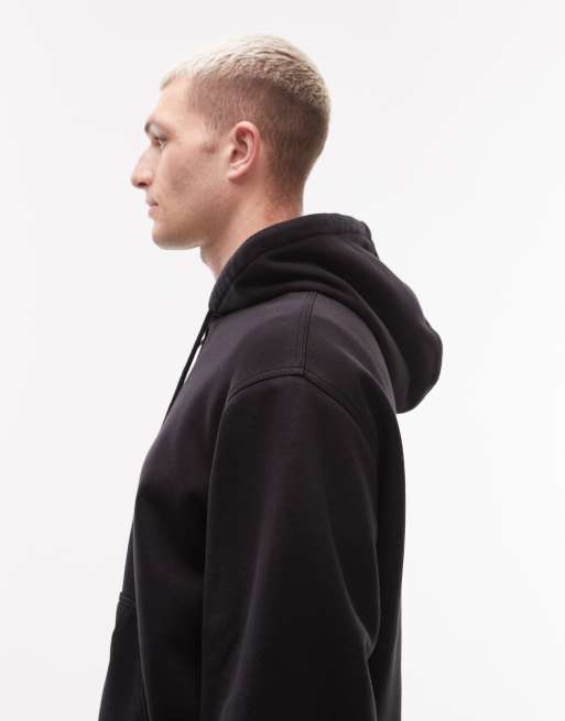 Carhartt WIP active oversized zip-through hoodie in black with waffle lining, 4 of 5