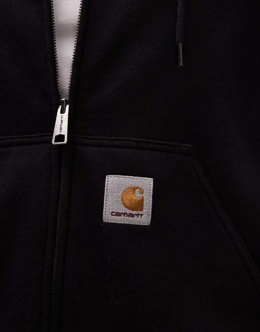 Carhartt WIP active oversized zip-through hoodie in black with waffle lining, 5 of 5