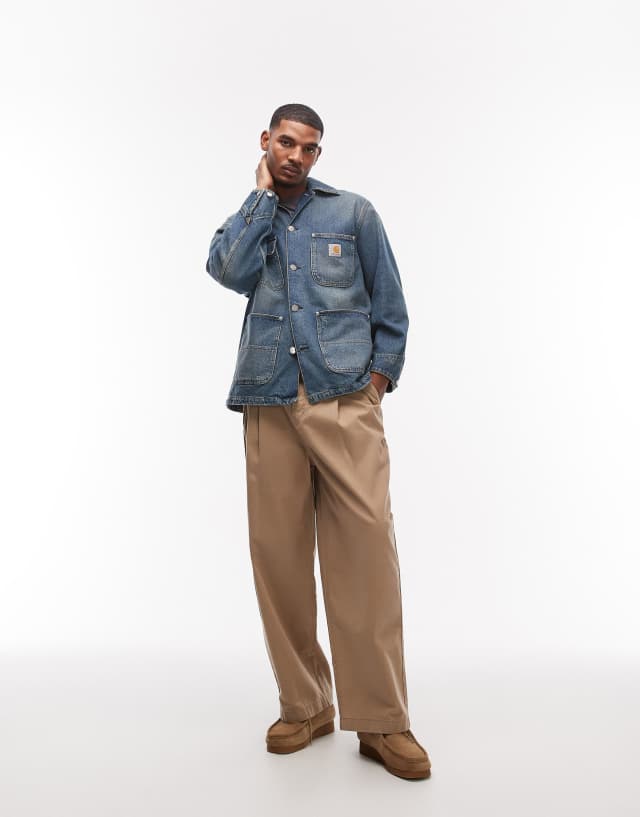 Carhartt WIP aden chore jacket in denim blue grind wash | ASOS