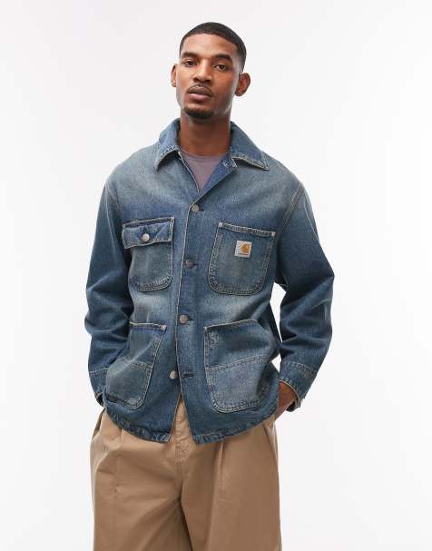 Carhartt WIP – Aden Chore – Niebieska kurtka jeansowa z efektem sprania - view 1