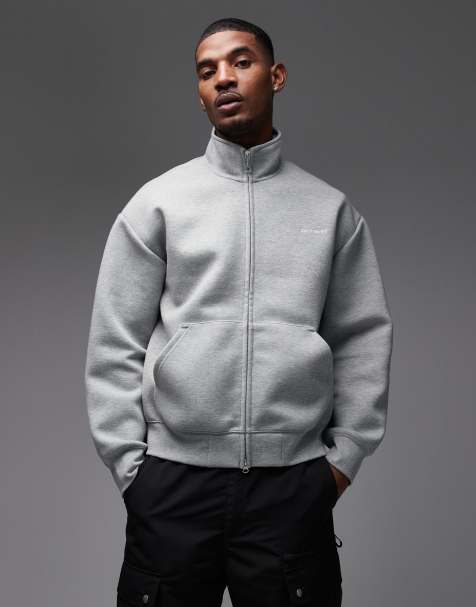 Carhartt WIP – Alda – Oversize-Jacke aus Jersey in Grau mit Reißverschluss - view 1