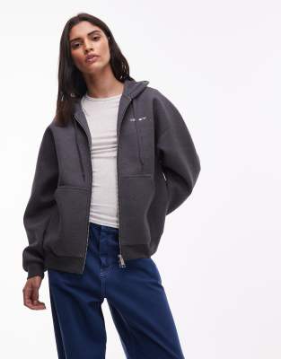 Alda - Sweat à capuche oversize et structuré à fermeture éclair - Noir L
