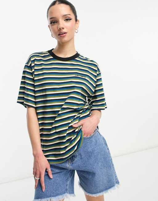 Carhartt WIP alice stripe t-shirt in blue | ASOS