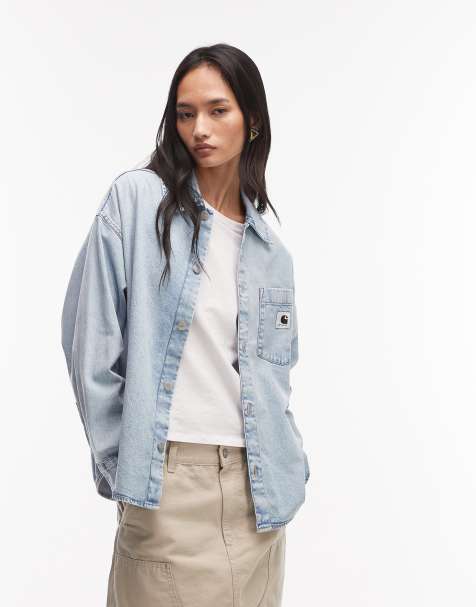 Carhartt WIP alta long sleeve denim shirt in light wash blue - view 1