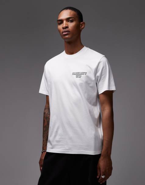 Carhartt WIP – Alumni – Biały T-shirt o regularnym kroju z logo - view 1
