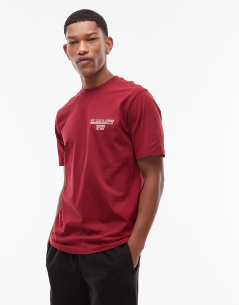 Carhartt WIP – Alumni – Czerwony T-shirt o regularnym kroju z logo - view 1
