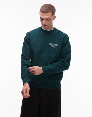 Carhartt Alumni Cotton Sweater Ribbed Finish In Green