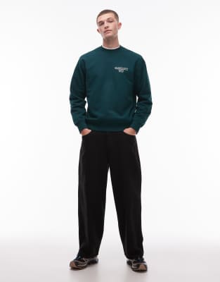 Carhartt Alumni Cotton Sweater Ribbed Finish In Green