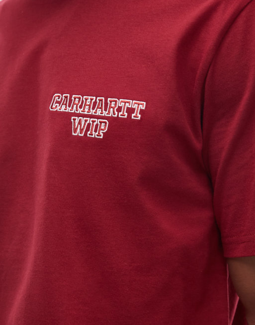 Carhartt WIP alumni logo detail regular fit t-shirt in red, 2 of 4