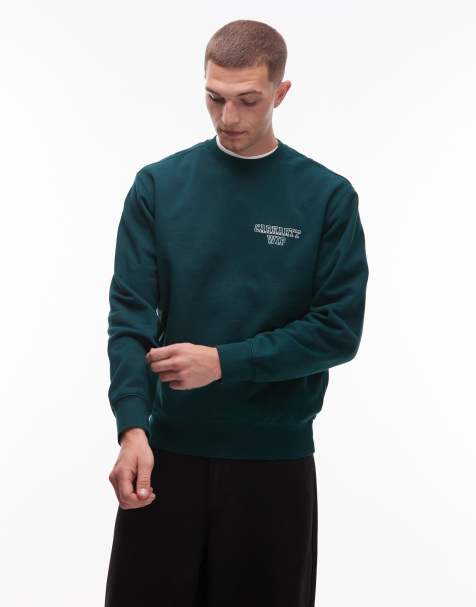 Carhartt WIP - Alumni - Mørkegrøn sweatshirt med logobroderi - view 1