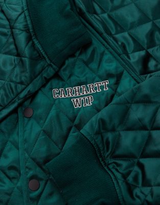 Carhartt Alumni Quilted Jacket With Embroidered Logo Detail In Green