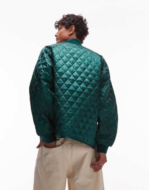 Carhartt WIP alumni quilted jacket with embroidered logo detail in green, 4 of 4