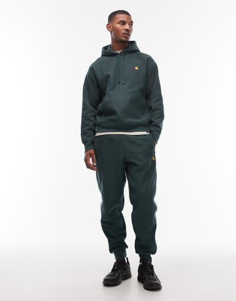 Carhartt WIP amercian script hoodie and jogger co-ord in dark green - view 1