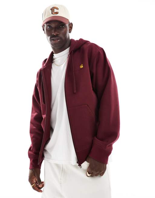 Carhartt WIP – American – Kapuzenjacke in Rot mit Schriftzug-Logo
