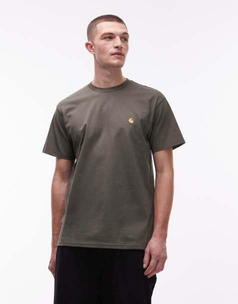 Carhartt WIP – American – Khakifärgad t-shirt med skriftlogga - view 1