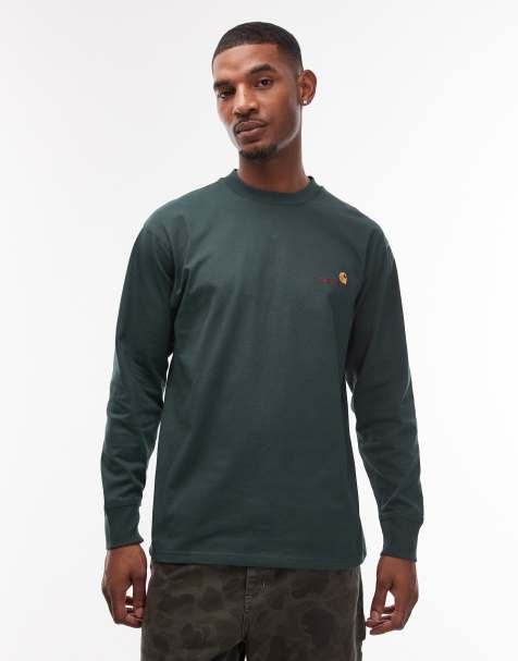 Carhartt WIP – American – Langärmliges T-Shirt in Grün mit Schriftzug - view 1