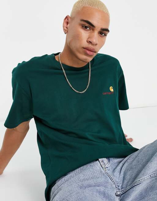 Carhartt WIP – American – Lockeres T-Shirt mit Logo-Schriftzug in Grün