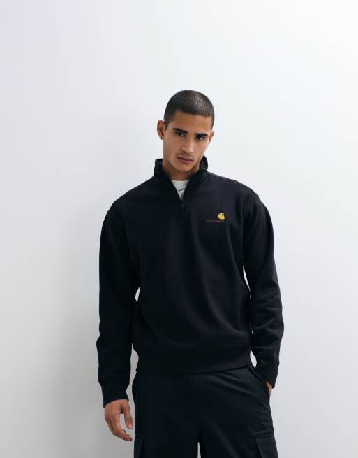 Carhartt WIP – American – Schwarzes Sweatshirt mit Schriftzug und kurzem Reißverschluss, 3 von 5
