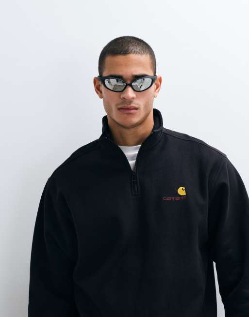Carhartt WIP – American – Schwarzes Sweatshirt mit Schriftzug und kurzem Reißverschluss, 5 von 5