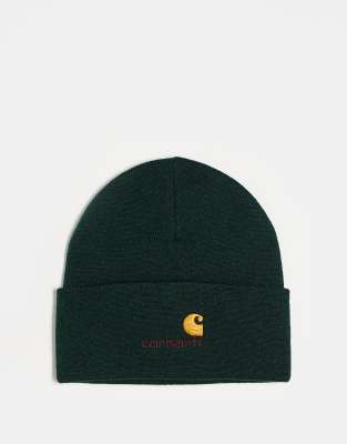Carhartt American Script Beanie In Green