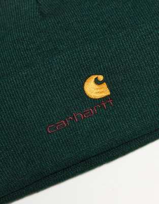 Carhartt American Script Beanie In Green