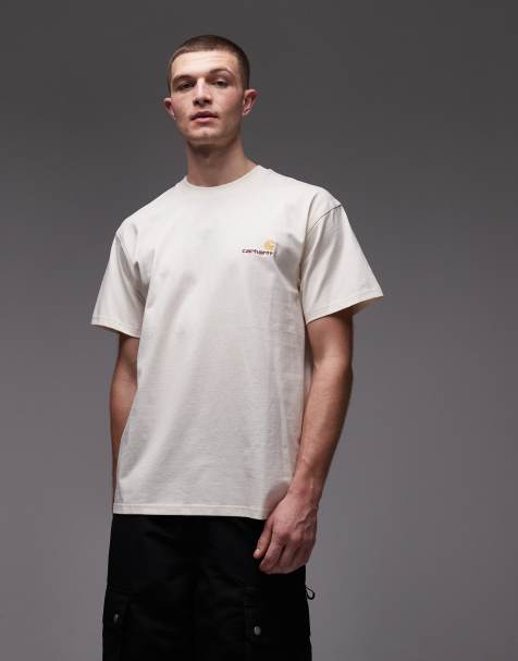 Carhartt WIP – American Script – Beige t-shirt med logga - view 1