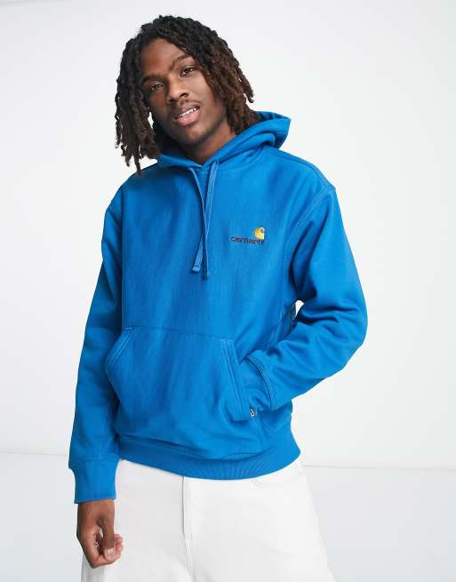 Carhartt WIP – American Script – Ciemnoniebieska bluza z kapturem i napisem
