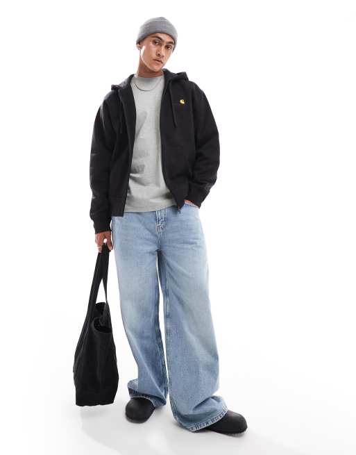 Carhartt WIP - American Script - Felpa nera con cappuccio e zip, 4 di 4