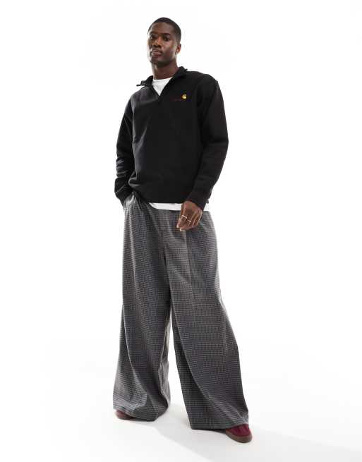 Carhartt WIP - American Script - Felpa nera con zip corta, 3 di 4
