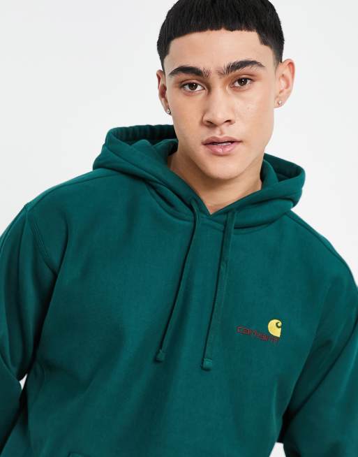 Carhartt WIP American Script Felpa verde con cappuccio e logo