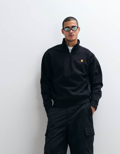 Carhartt WIP american script half zip sweatshirt in black, 3 of 5