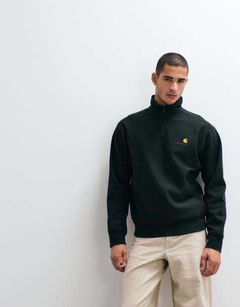 Carhartt WIP American Script half-zip sweatshirt in dark green - view 1