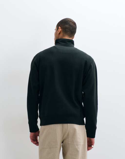 Carhartt WIP American Script half-zip sweatshirt in dark green, 3 of 5